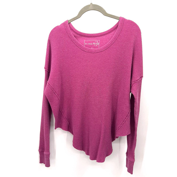 We The Free Oversized Fit Round Hem Pink waffle knit top in size XS. - Picture 1 of 4